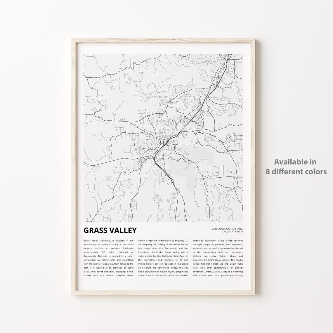 Grass Valley Map Print Travel Wall Decor Art Housewarming Gift