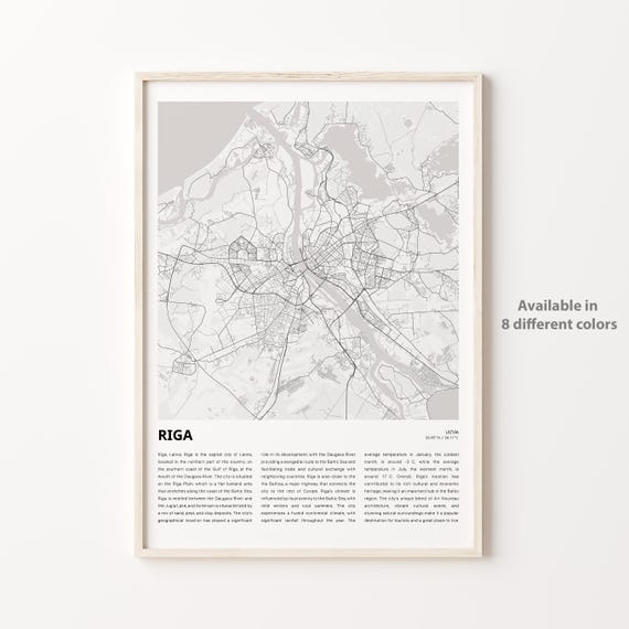 Riga Latvia Minimalist City Map Poster With Coordinates And Region Detail