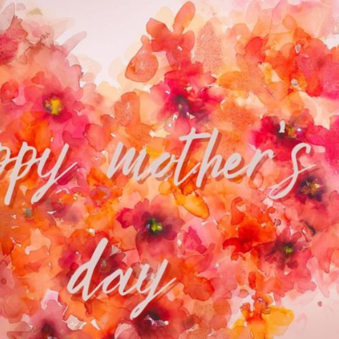 Happy Mothers Day Floral Heart Pink Watercolor Flowers Poster - Image 2