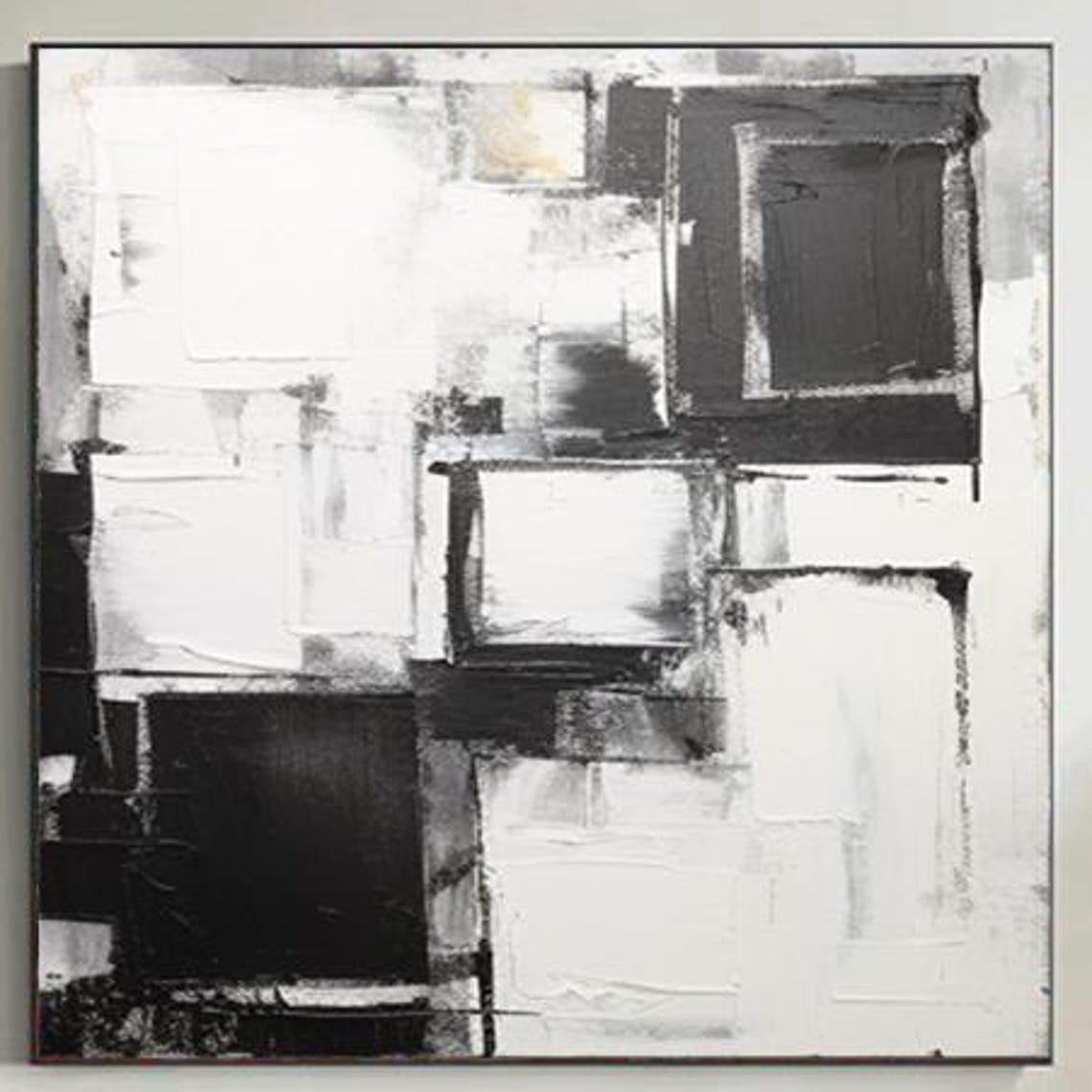 Black and White Geometric Block Abstract Modern Style Poster