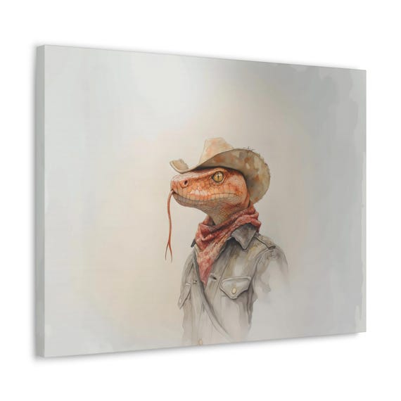 Snake Cowboy Grit Maximalist Eclectic Western Print Bold Altered Party Portrait Fantasy Fun Colorful Renaissance Rustic Art