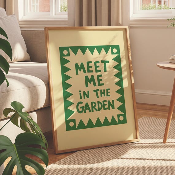 Meet Me In The Garden Art Print Gardening Poster Digital Download