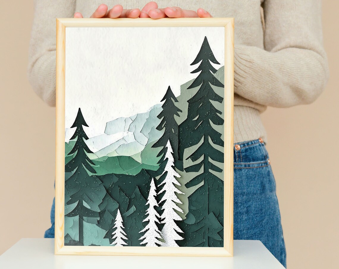 Pine Tree Forest Watercolor Art Print, Cabin Decor - Image 5