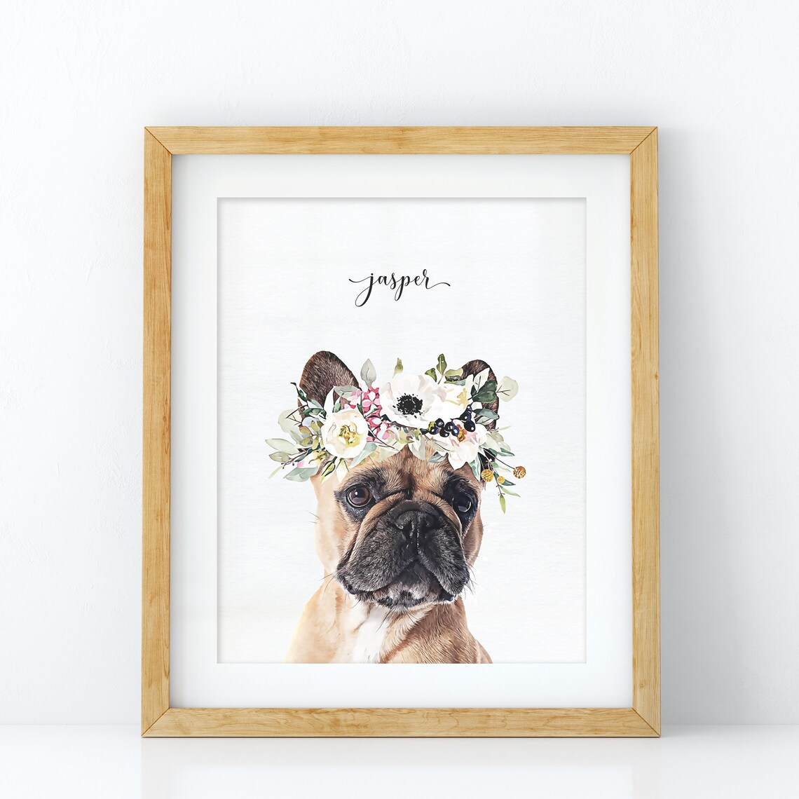 Custom Pet Portrait, Peekaboo Flower Crown Art Print - Image 3