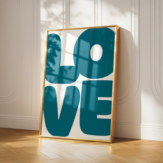 Big Love Bold Teal Typography Minimalist Modern Wall Decor Poster