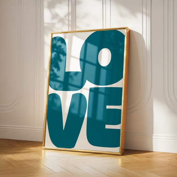 Big Love Poster Bold Typography Print Modern Wall Art Black White Dopamine Decor