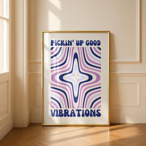 Good Vibrations Poster Music Lyric Wall Art 60s Print Retro Decor Dopamine Abstract