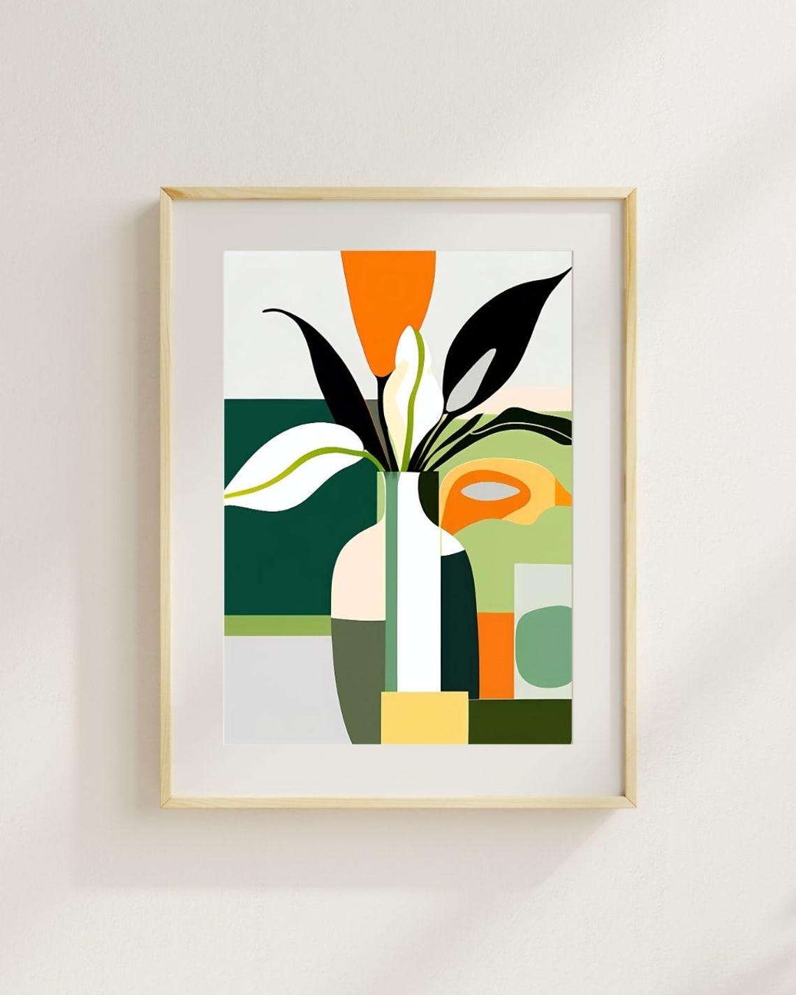 Mid Century Modern Calla Lily Abstract Botanical Flower Poster