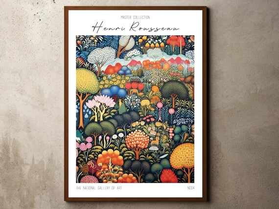 Henri Rousseau Print Poster Tropical Decor Botanical Jungle Exhibition Animals Forest Vintage Wall Art
