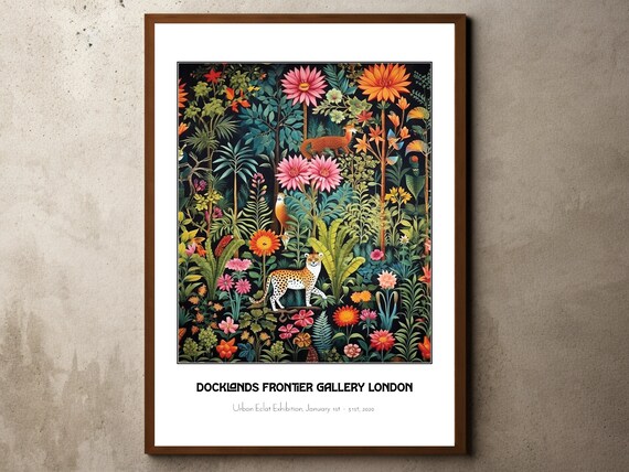 Henri Rousseau Print Poster Tropical Decor Botanical Jungle Exhibition Animals Forest Vintage Wall Art