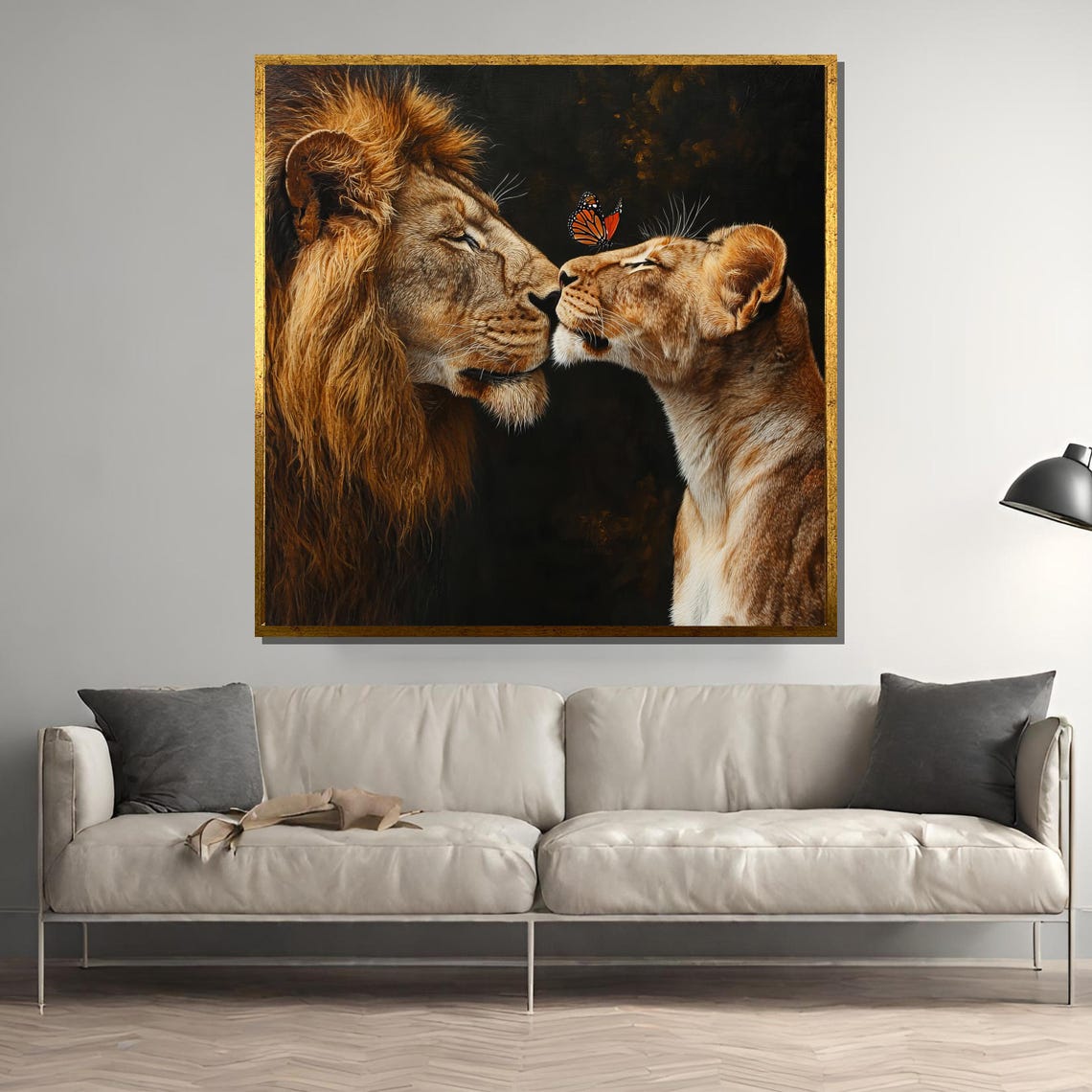 Lion And Lioness Romantic Safari Animal Print