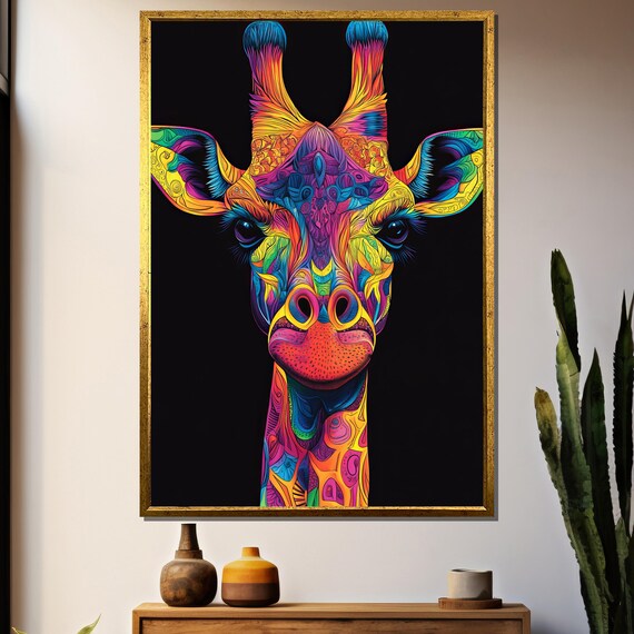 Giraffe Wall Art, Modern Abstract Animal Print
