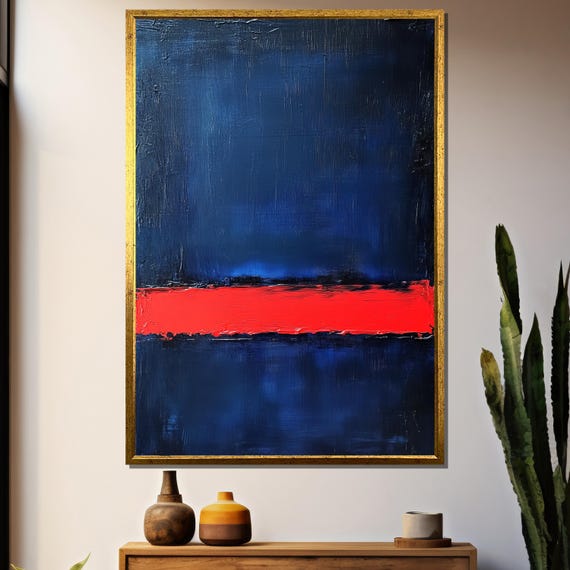 Mark Rothko Bold Red And Navy Abstract Art Print