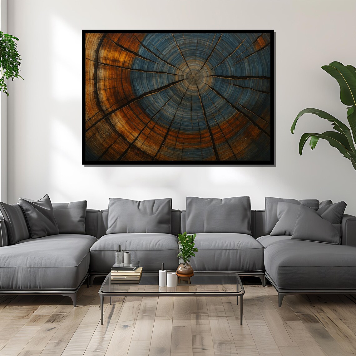Time Rings Unveiled, Ancient Tree Cross-Section Painting - Image 2