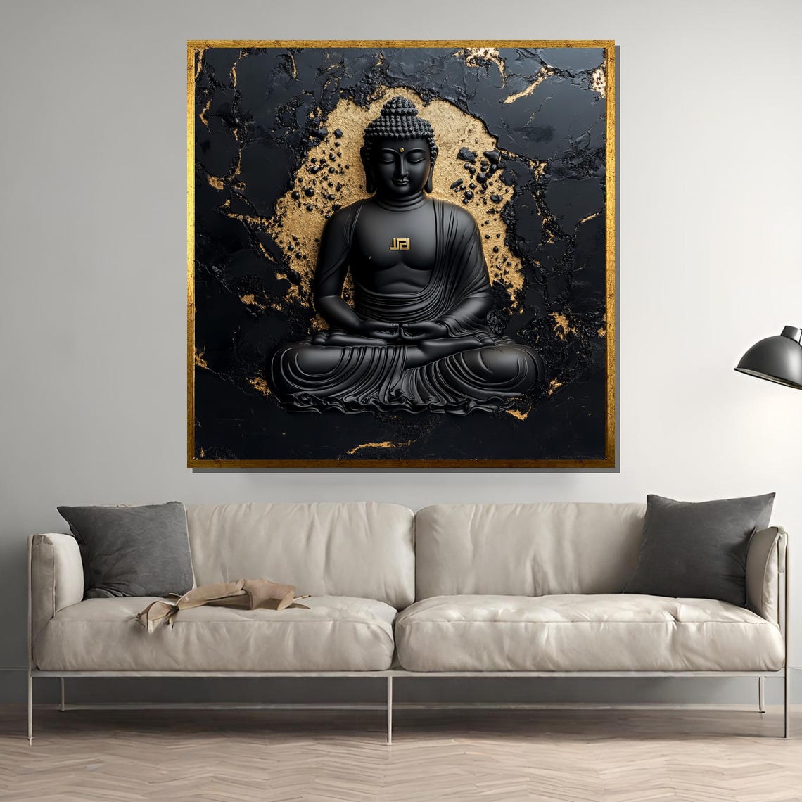 Black Buddha, Minimalist Zen Decor Art Print