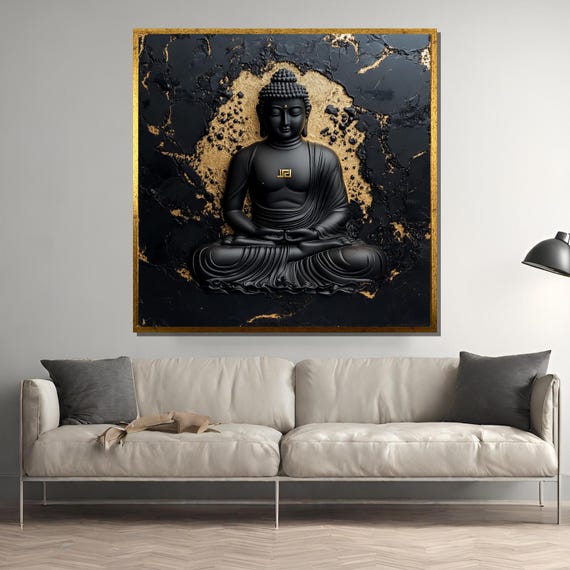 Black Buddha, Minimalist Zen Decor Art Print