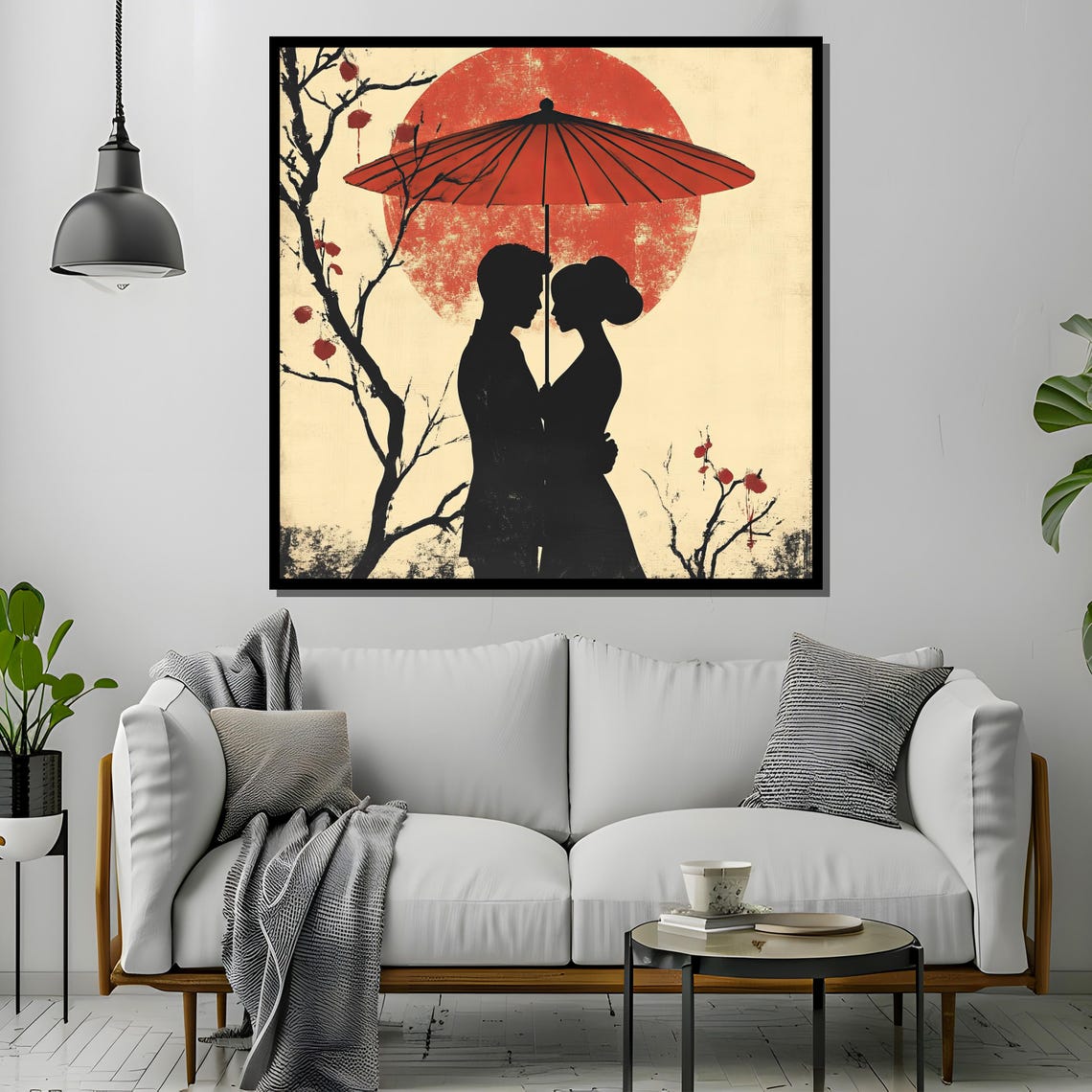 Romantic Asian Couple Silhouette, Minimalist Love Poster - Image 2