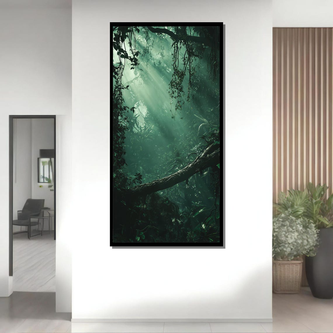 Mystical Jungle, Dense Forest With Vines and Misty Sunlight Rays - Image 2