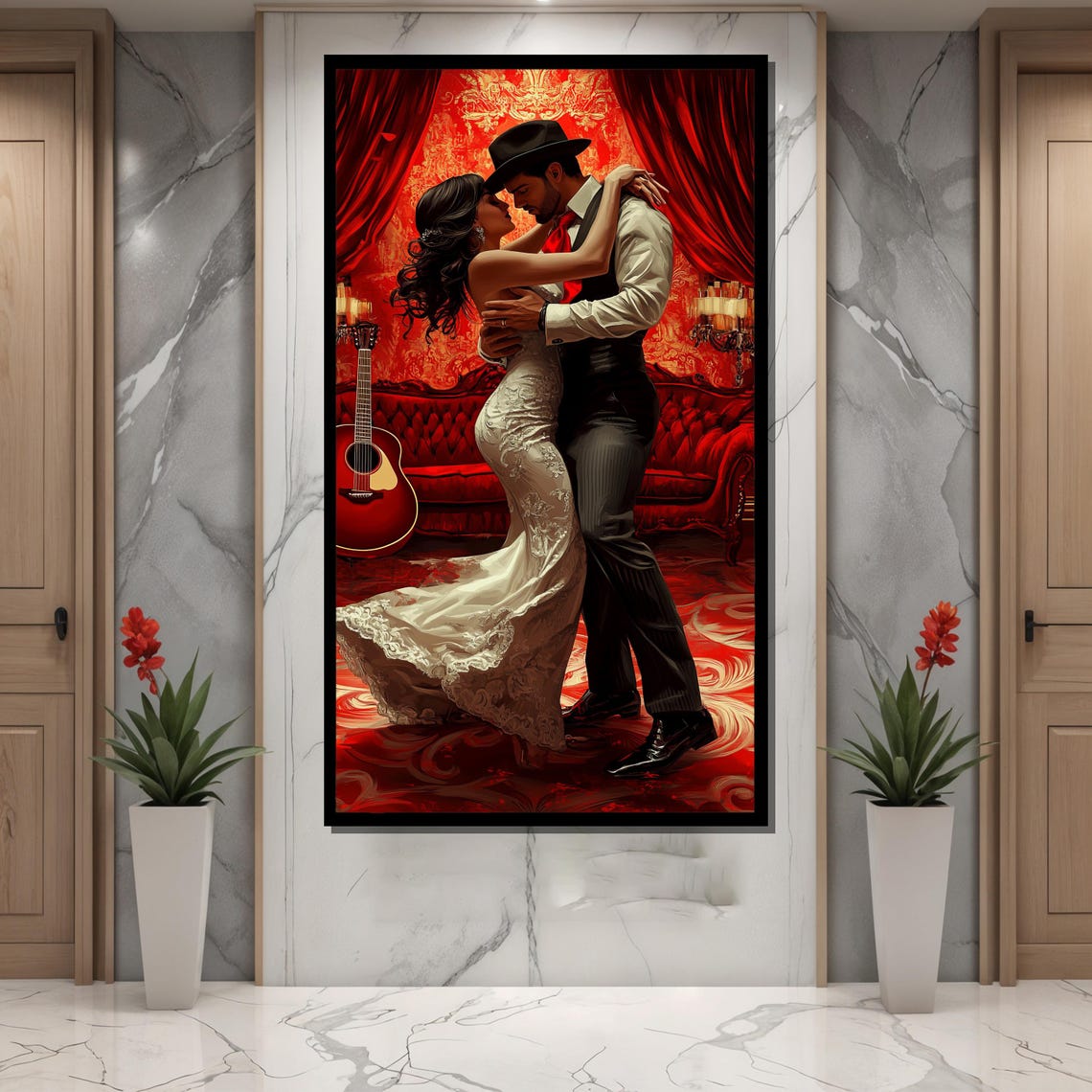 Romantic Latin Dance Couple, Elegant Lovers Embrace - Image 2