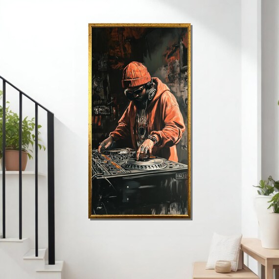 DJ Playing Hip Hop, Dark Urban Scene Poster