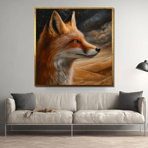 Starry Night Fox - Mystical Animal Portrait