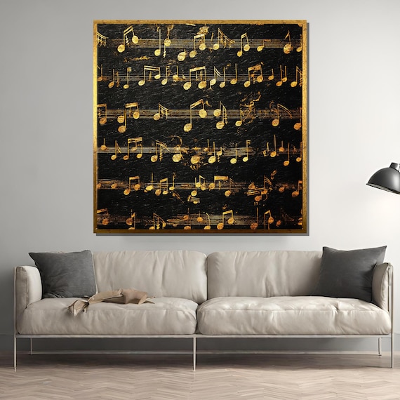 Gold Music Notes, Elegant Musical Sheet Pattern