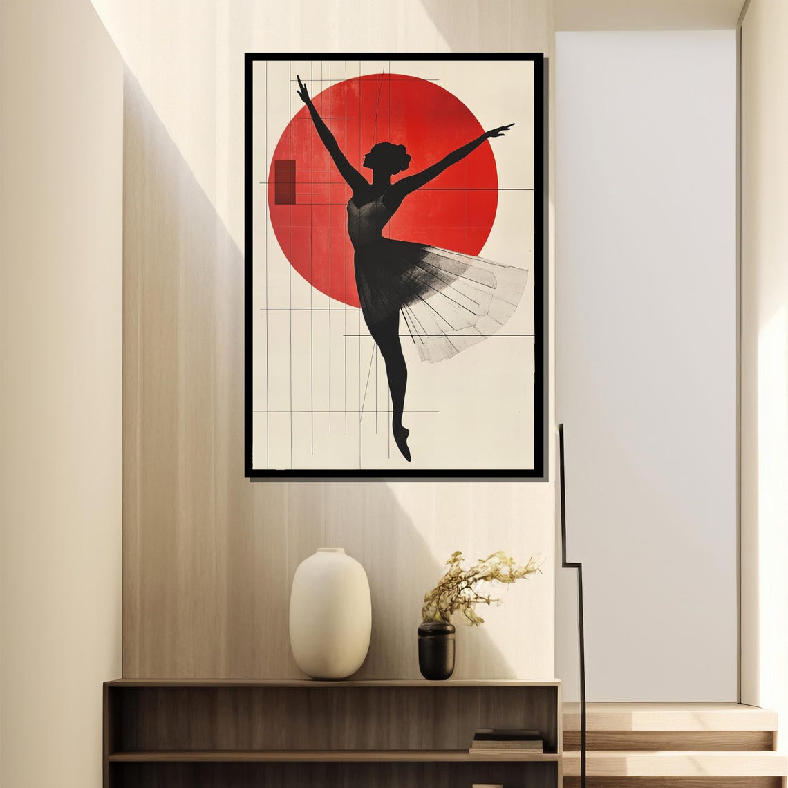 Modern Ballet Geometric Dancer Silhouette, Minimalist Poster - Image 2