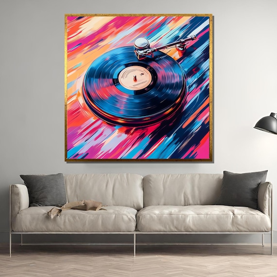 Vinyl Record Turntable Art, Retro Music Poster