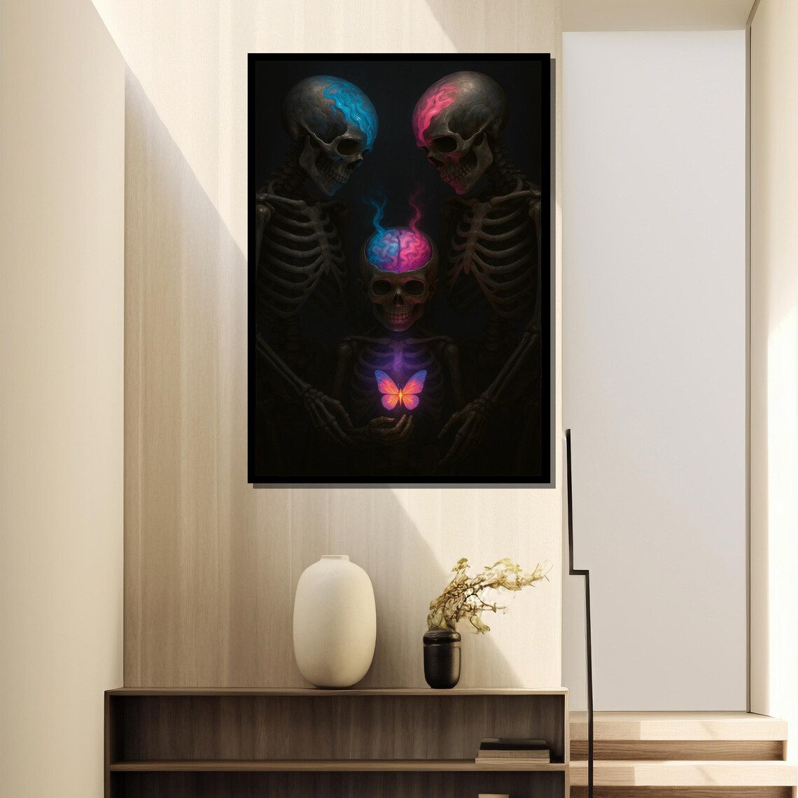 Skeleton Family Painting, Dark Fantasy Halloween Gift - Image 2