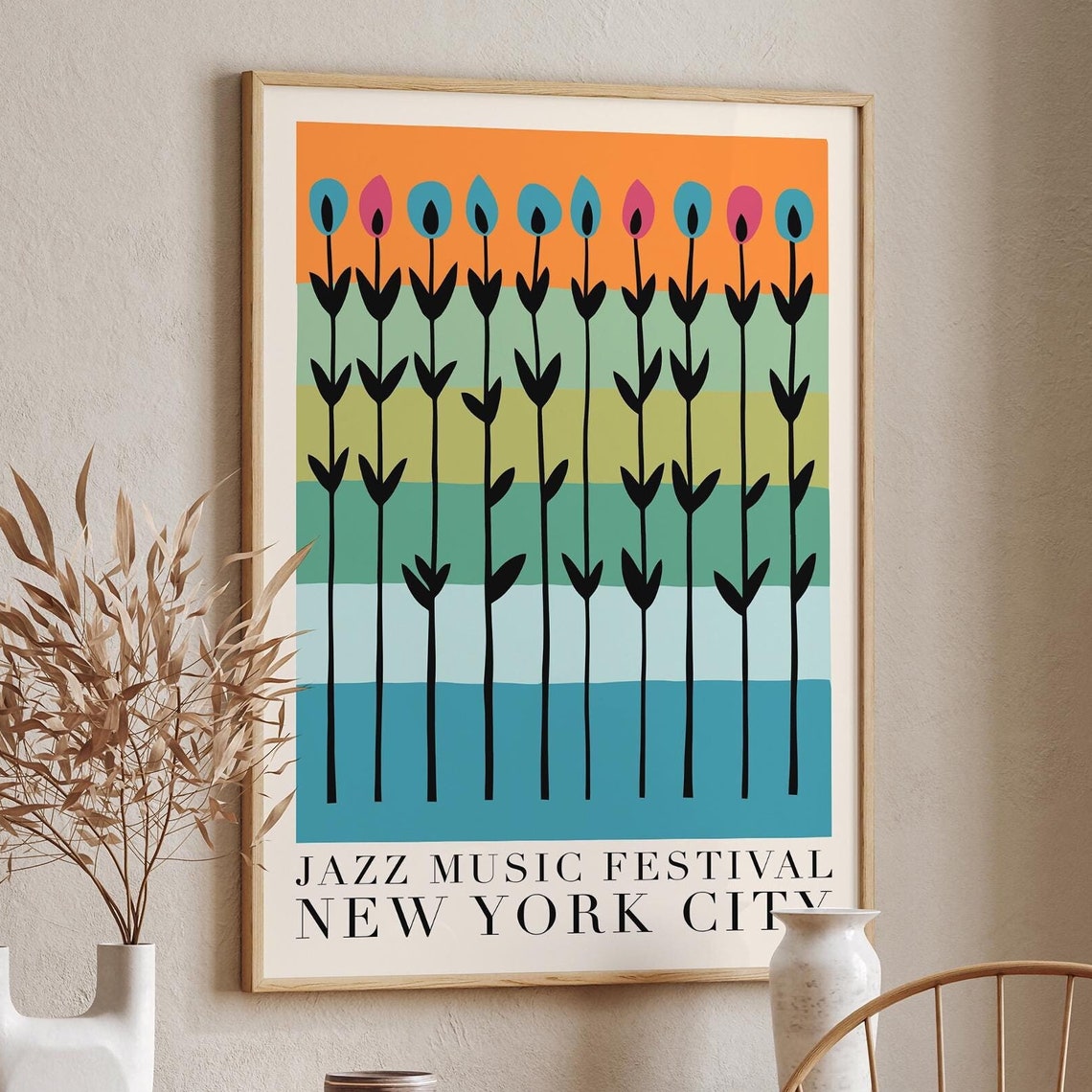 Modern Jazz Music Festival Poster New York City Wall Art Retro Floral Design Music Lovers Gift Vibrant Home Decor Nyc Central Park Art - Image 6