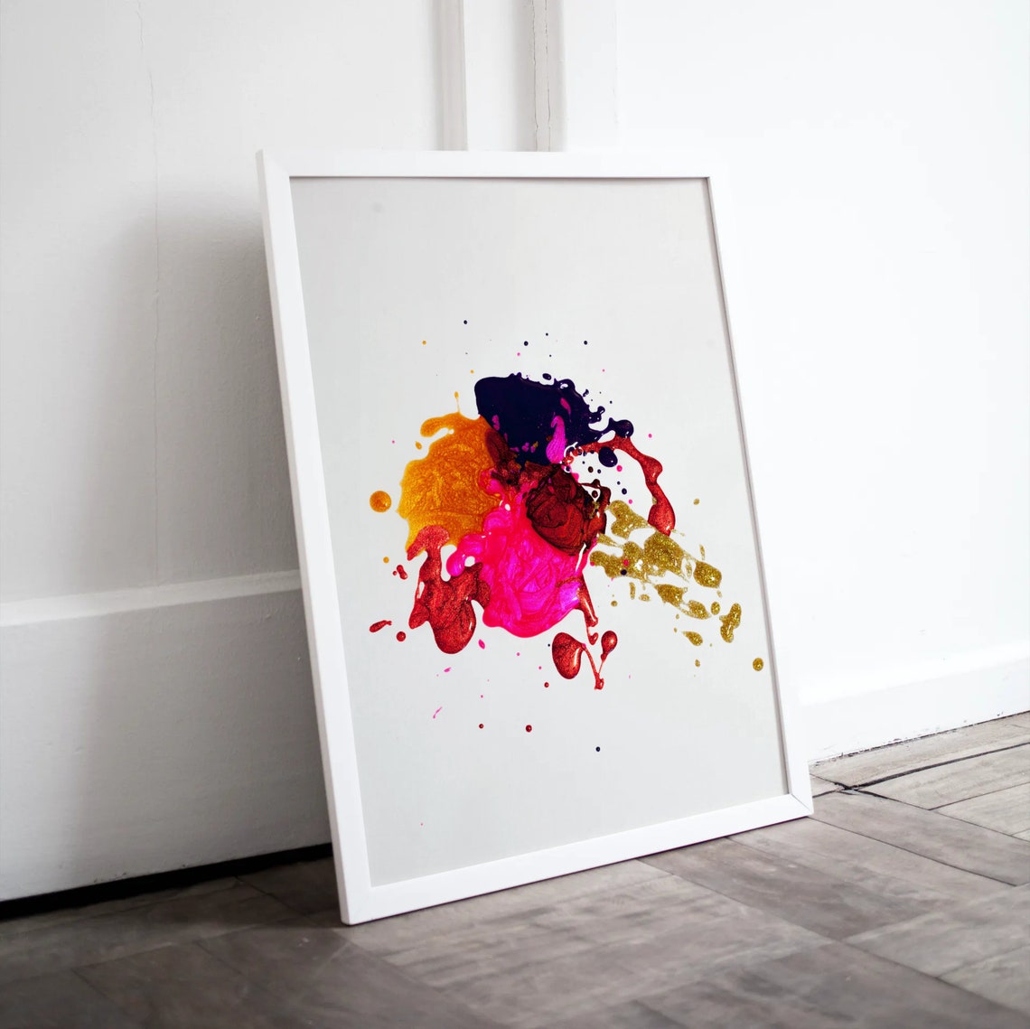 Colorful Paint Splash Abstract Modern Pink Orange Art Poster - Image 4