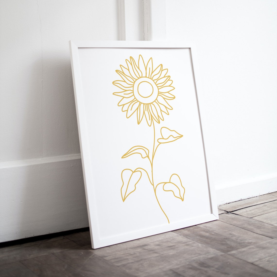 Sunflower Line Art Poster Golden Yellow Minimalist Bloom Design - Image 4