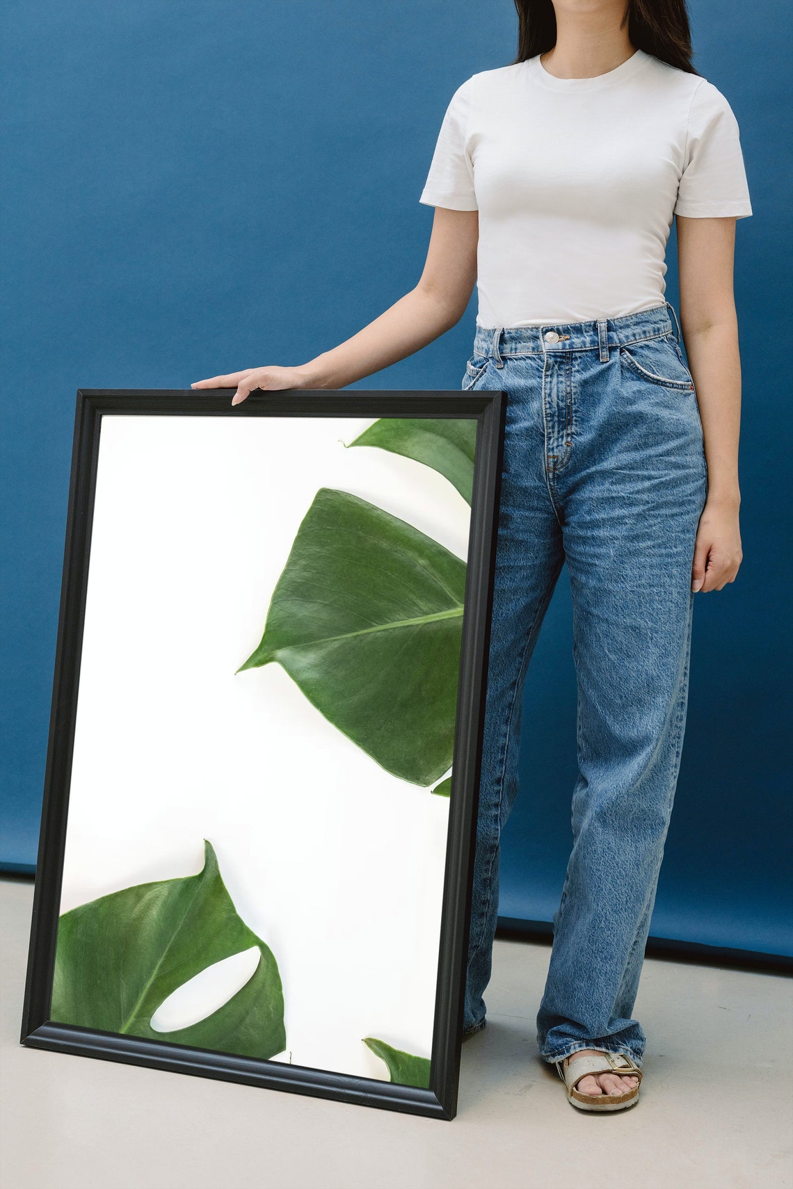 Monstera Leaves on White Minimalist Tropical Botanical Poster - Image 2