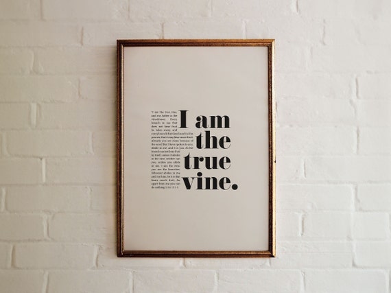 John 15 1 I Am The True Vine Bold Christian Print Abide In Me Church Decor Bible Quotes Home Decal Sunday School Art Christian Decor