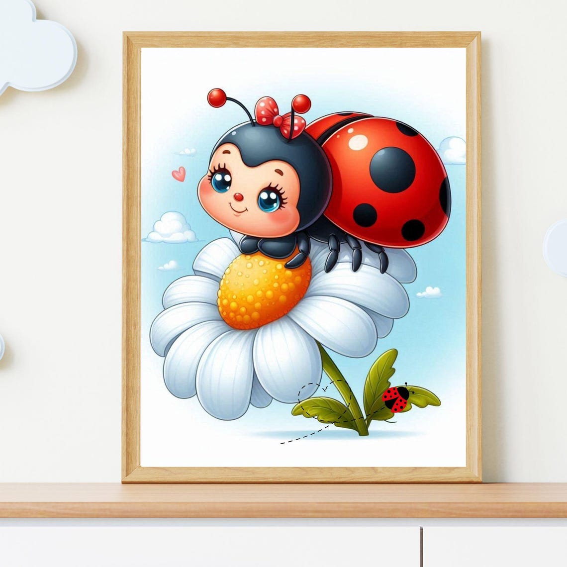 Lovely Little Ladybug Cute Nursery Wall Art Kids Room Decor - Image 3