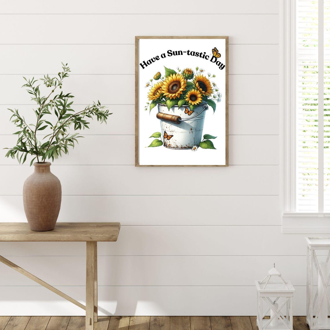 Have a Sun-tastic Day Sunflowers in a Bucket Butterfly Poster - Image 3