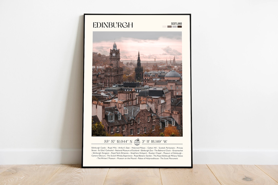 Edinburgh Scotland Old Town Skyline Photography Travel Poster