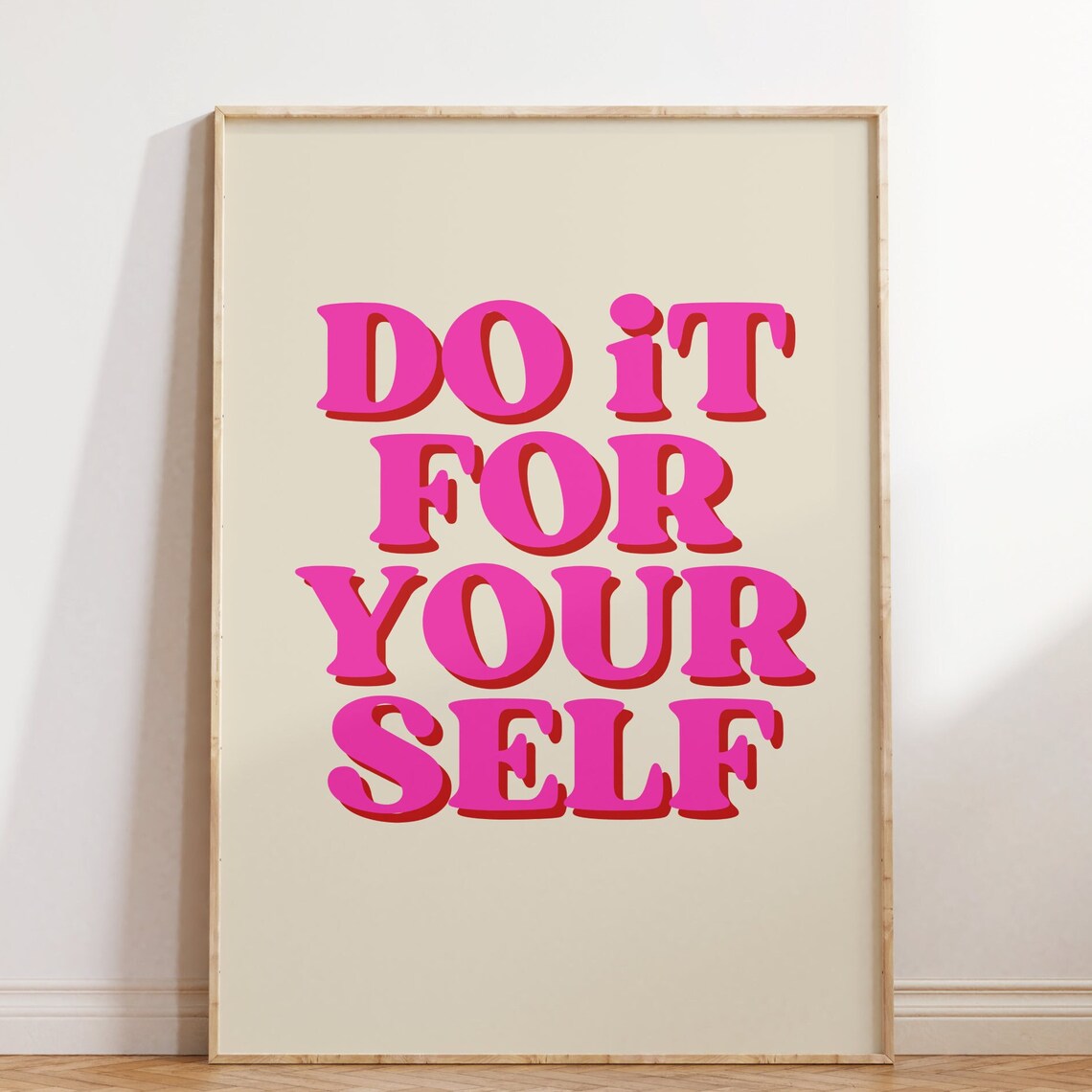 Do It For Yourself Bold Pink Motivational Quote Retro Typography Poster