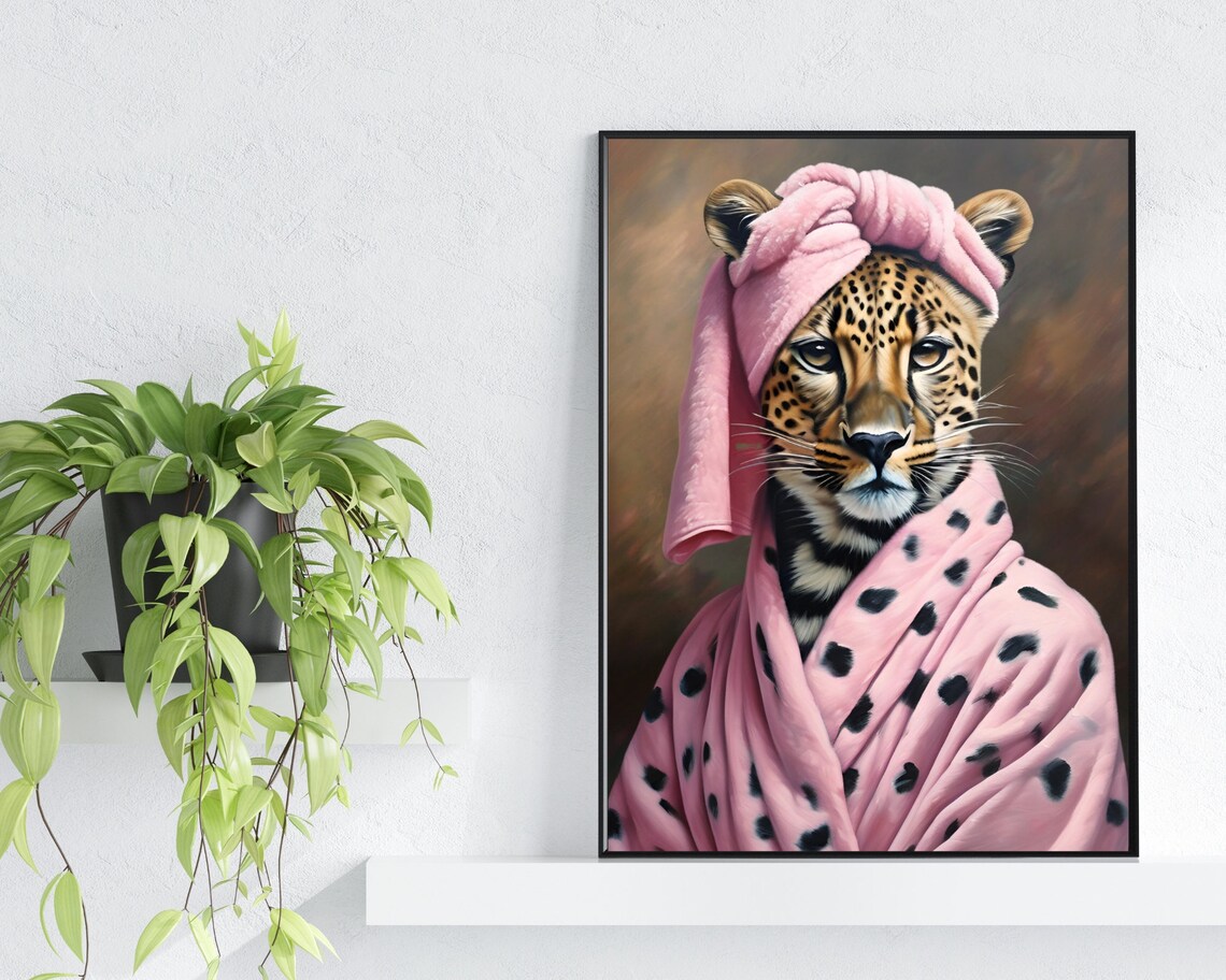 Leopard In A Bathrobe, Quirky Animal Portrait - Image 2