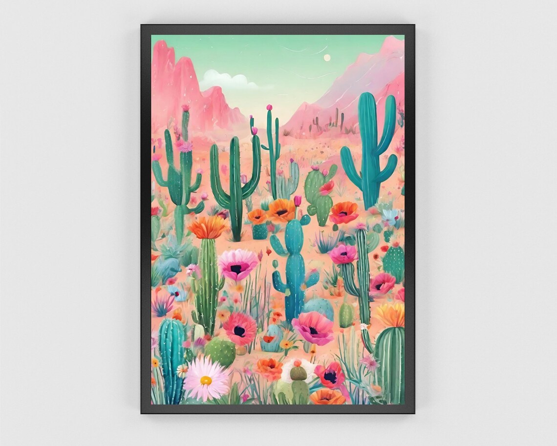Vintage Botanical Cactus Poster, Mexican Tropical Floral - Image 3
