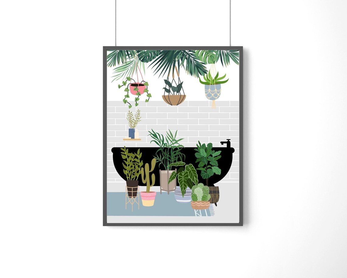 Tropical Bath Houseplants Boho Botanical Art Print - Image 2