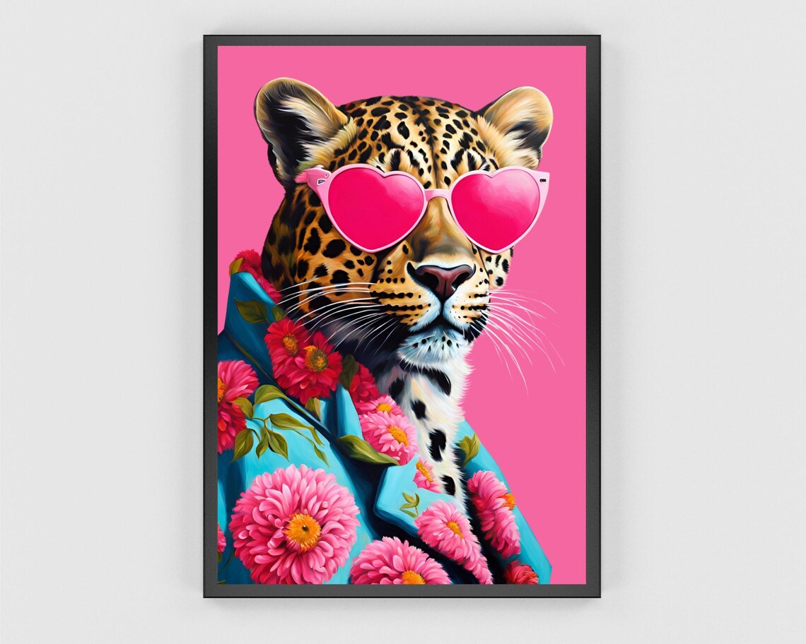 Leopard Fashion Portrait Art Print, Preppy Aesthetic - Image 3