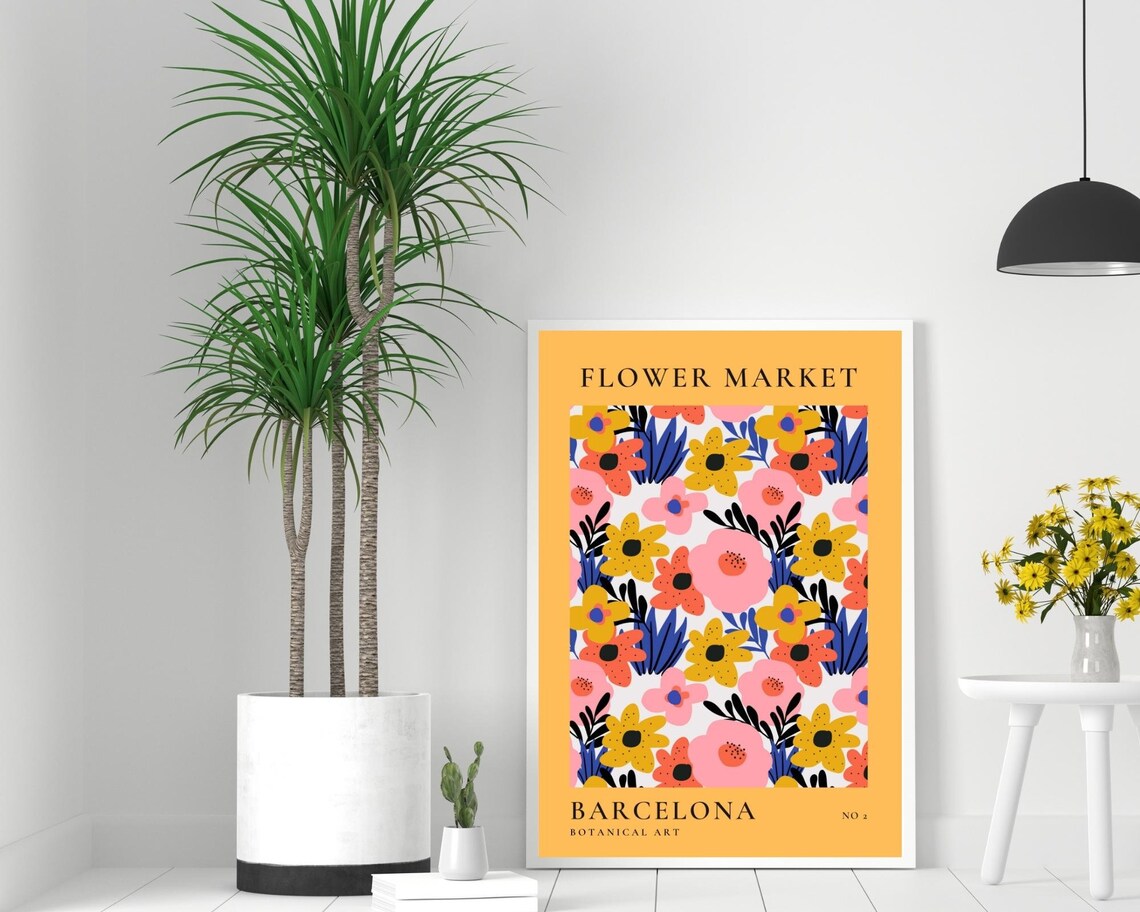 Flower Market Barcelona Art Print, Spain Wall Art - Image 2