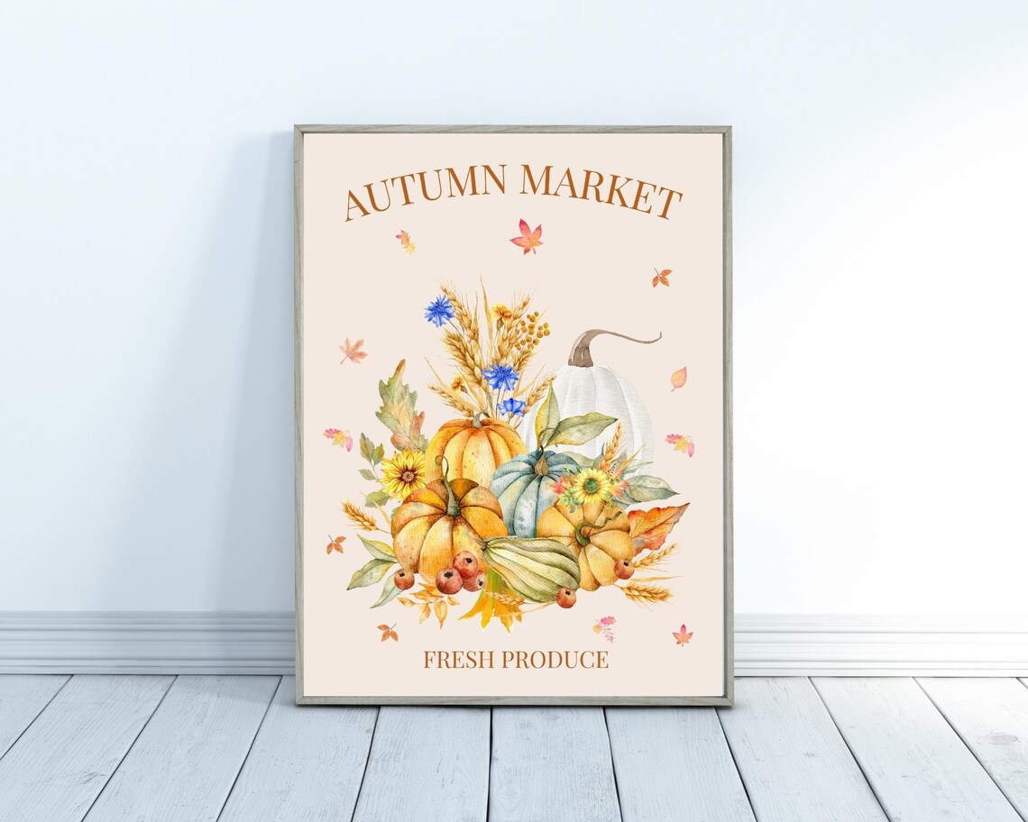 Autumn Market Pumpkin Art Print, Farmhouse Decor - Image 2