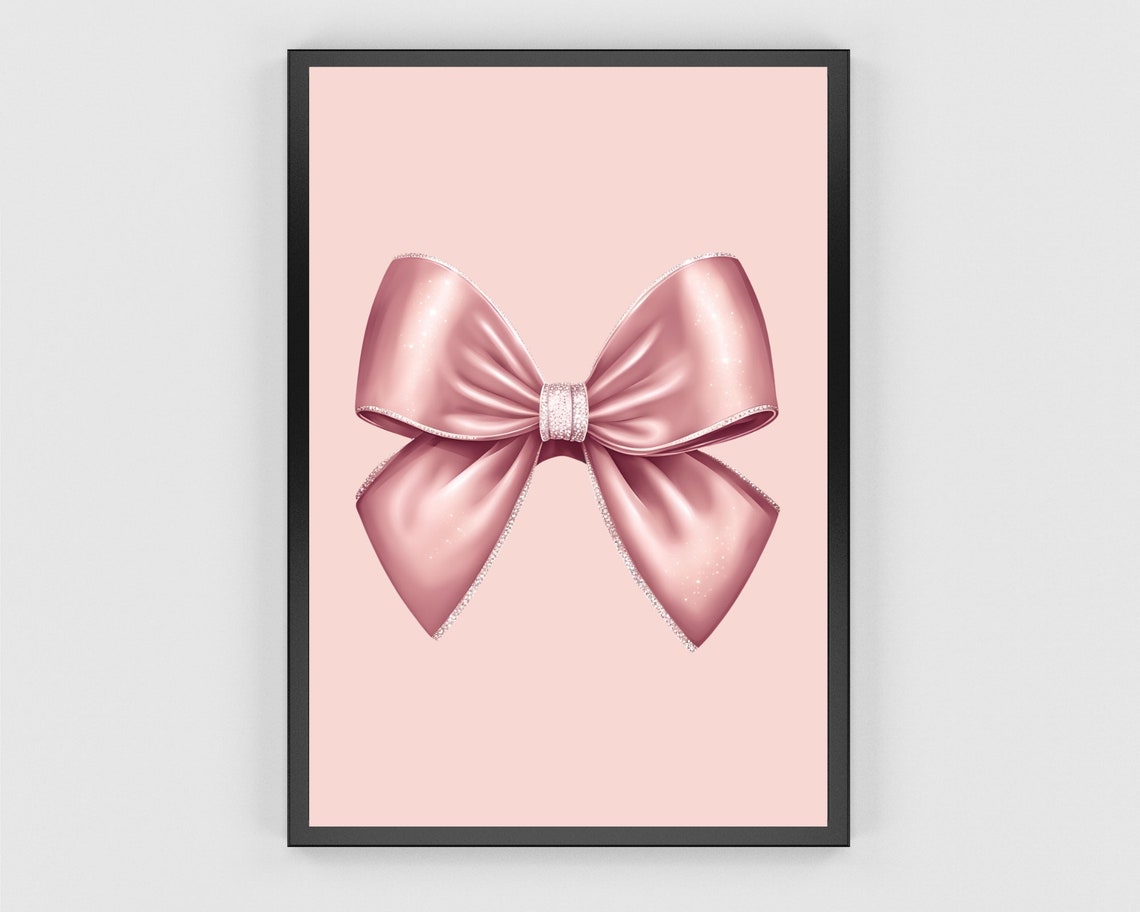 Pink Satin Bow Blush Background Elegant Minimalist Art Poster - Image 3