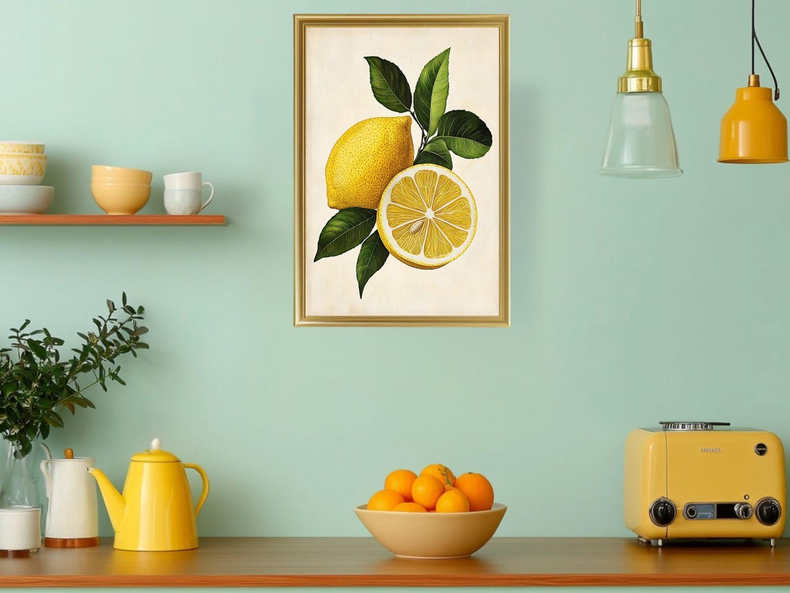 Vintage Lemon and Half Lemon Botanical Citrus Kitchen Poster - Image 3