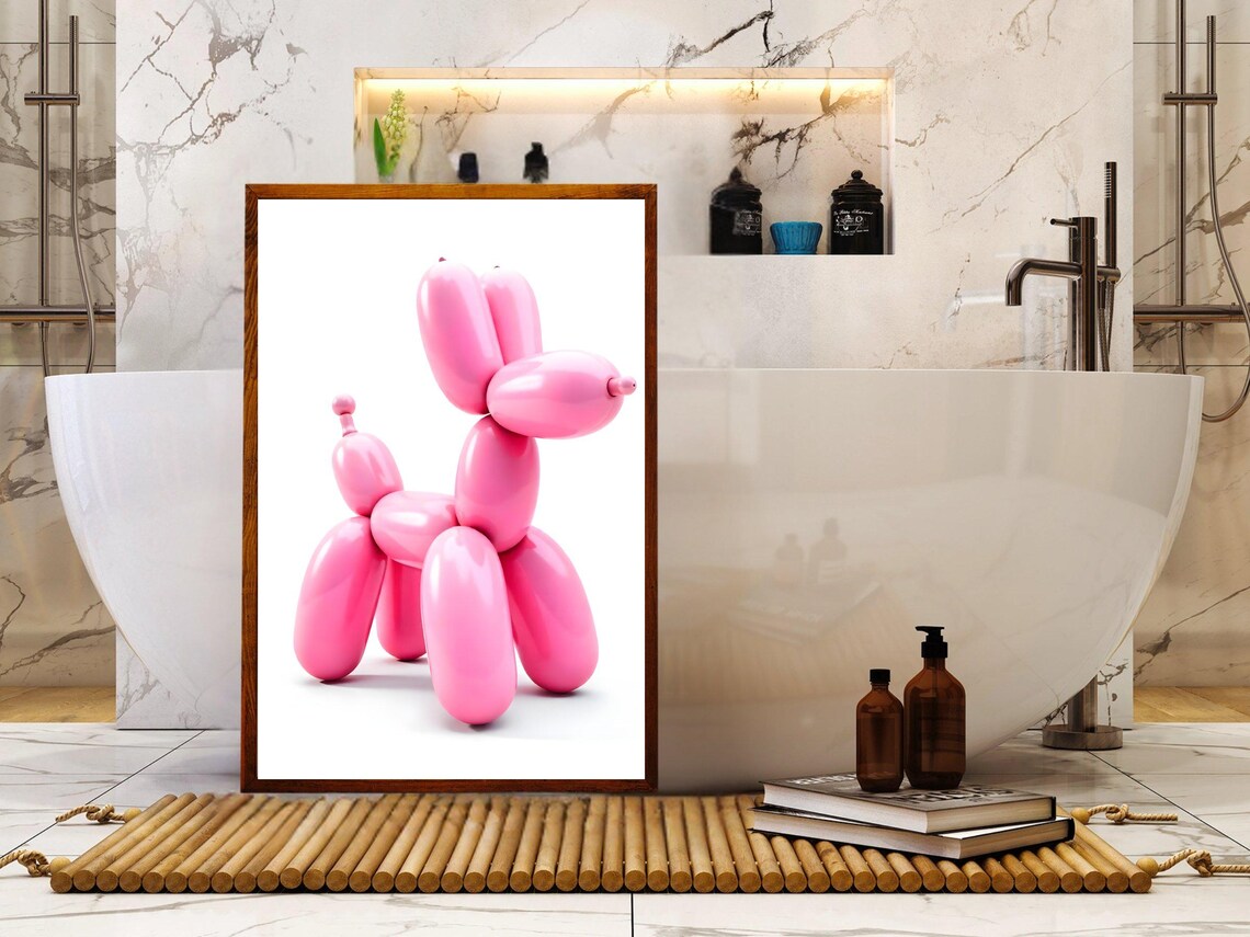 Pink Balloon Dog Minimalist Pop Art Print for Kids Room Decor - Image 2