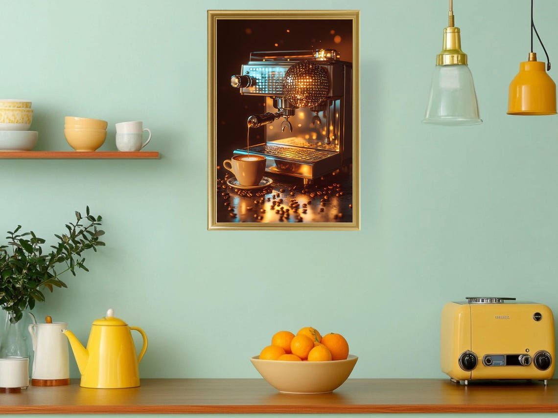 Coffee Machine Art Print Retro Style Coffee Maker Poster Cozy Cafe Wall Decor Vintage Coffee Lover Gift Kitchen Art Print - Image 3