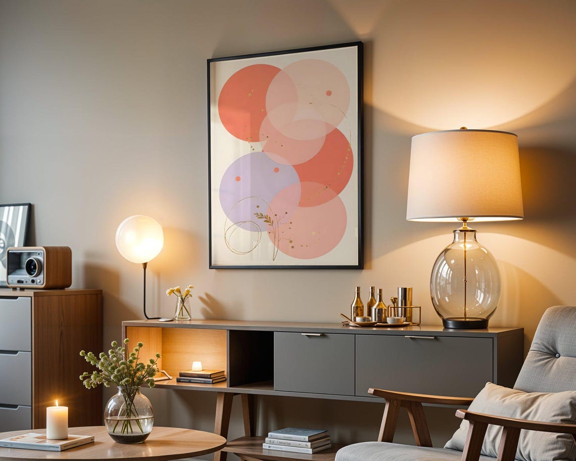 Abstract Geometric Circles Art Print Modern Wall Art Preppy Wall Art Minimalist Home Decor Unique Abstract Wall Decor - Image 3