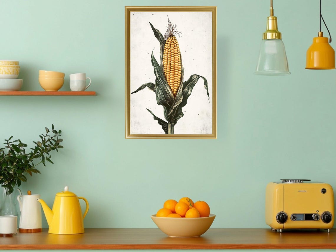 Vintage Corn on the Cob Botanical Rustic Farmhouse Kitchen Poster - Image 3